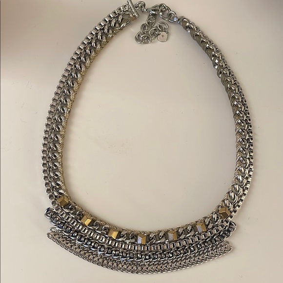 Stella & Dot Silver and Gold Statement Necklace - Picture 1 of 1